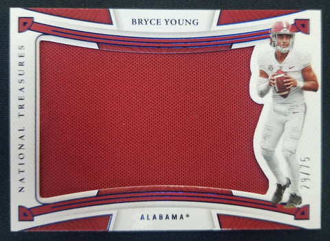 BRYCE YOUNG 2023 NATIONAL TRESURES JUMBO SWATCH ROOKIE CARD #RS-BRY /75