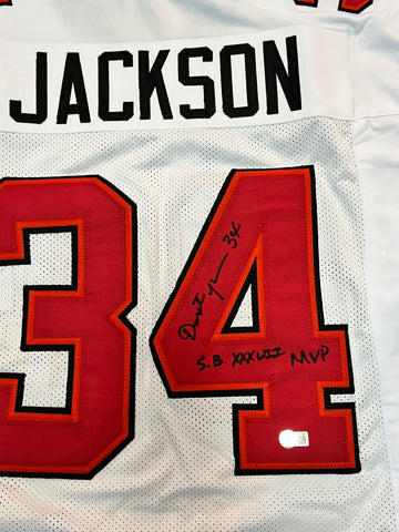 Dexter Jackson Signed Jersey inscribed "S.B. XXXVII MVP"