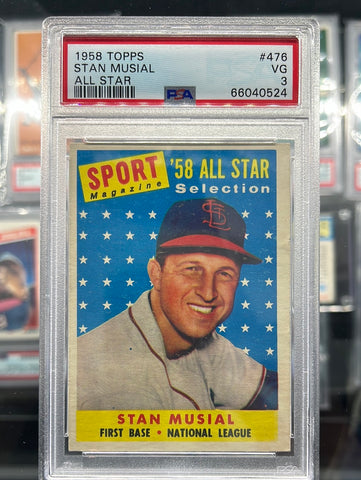 1958 Topps #476 Stan Musial All Star Card PSA 3