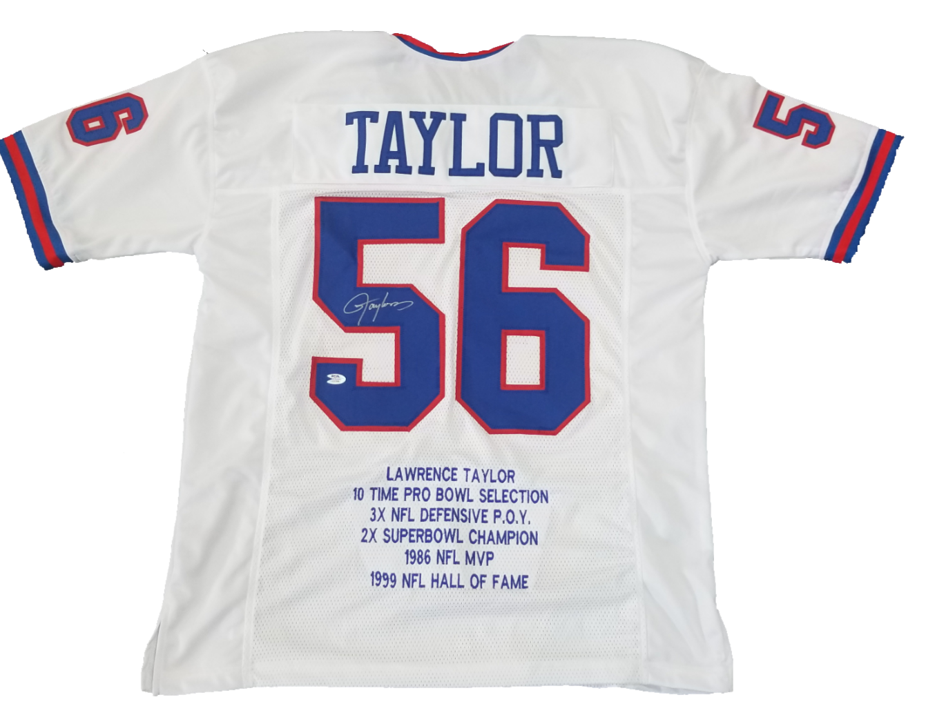 Lawrence Taylor Authentic Signed Blue Pro Style Framed Jersey BAS or JSA Wit