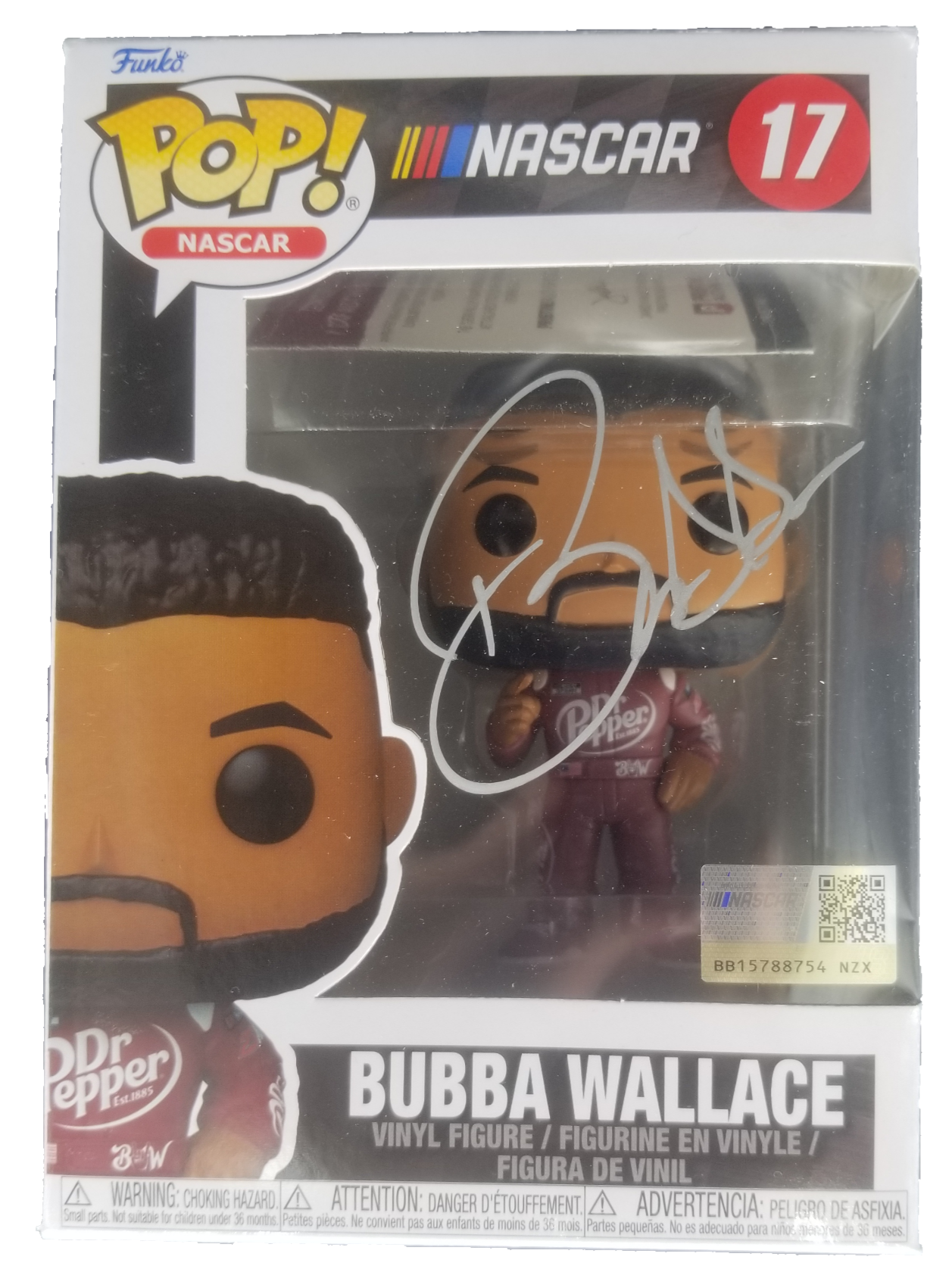 Bubba Wallace NASCAR Funko Pop In Signed Box Pristine