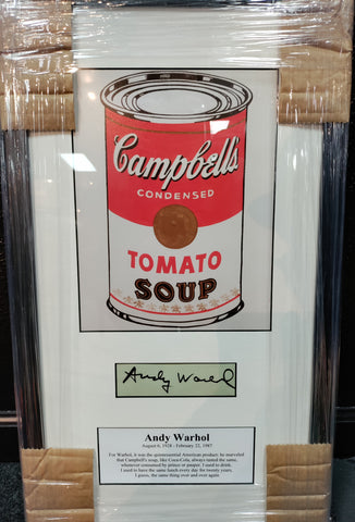 Framed, Signed Andy Warhol Campbell Soup Shadowbox- Authentic Autograph Beckett COA