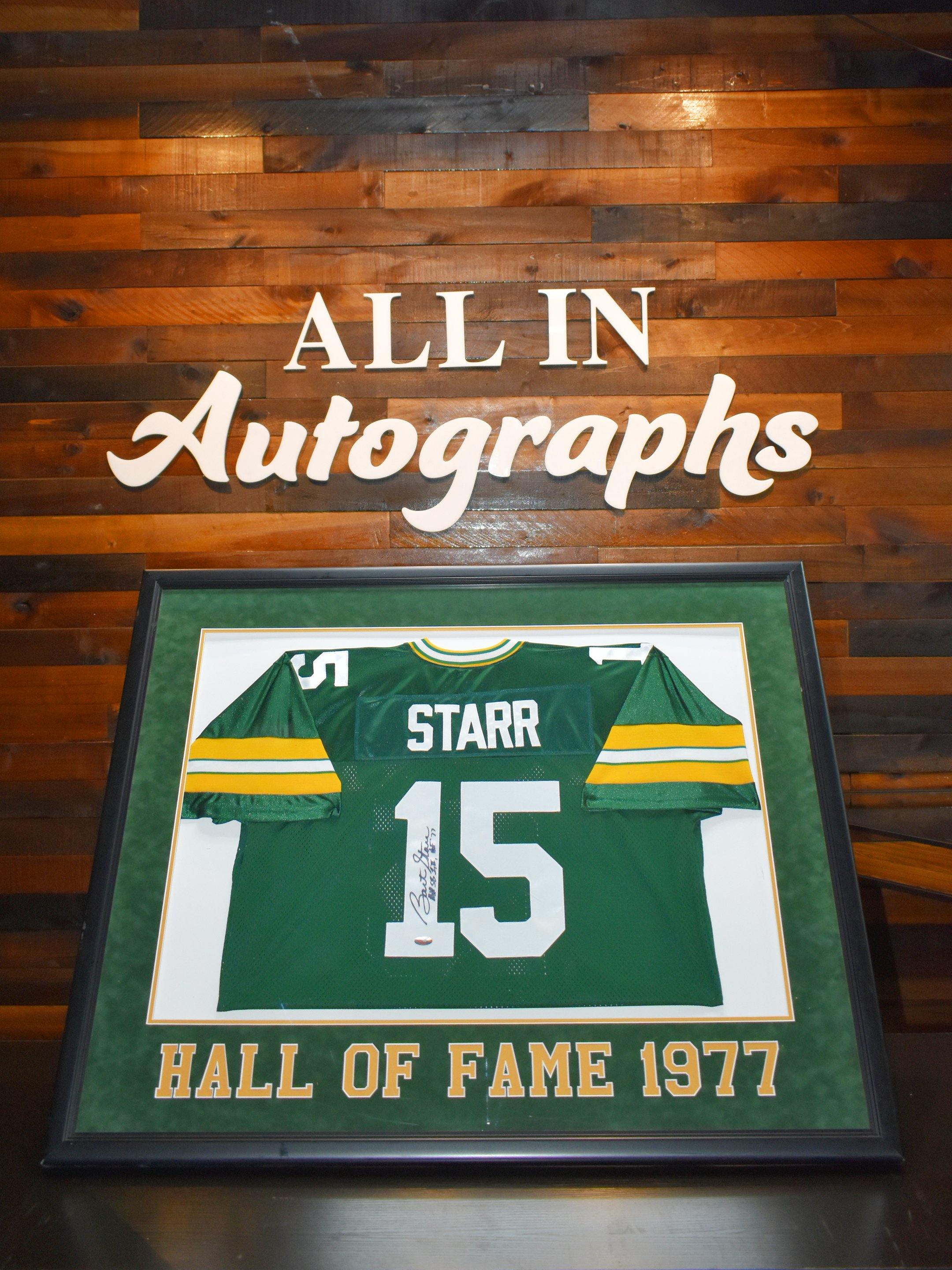 Bart Starr Autographed Signed Framed Green Bay Packers Jersey 