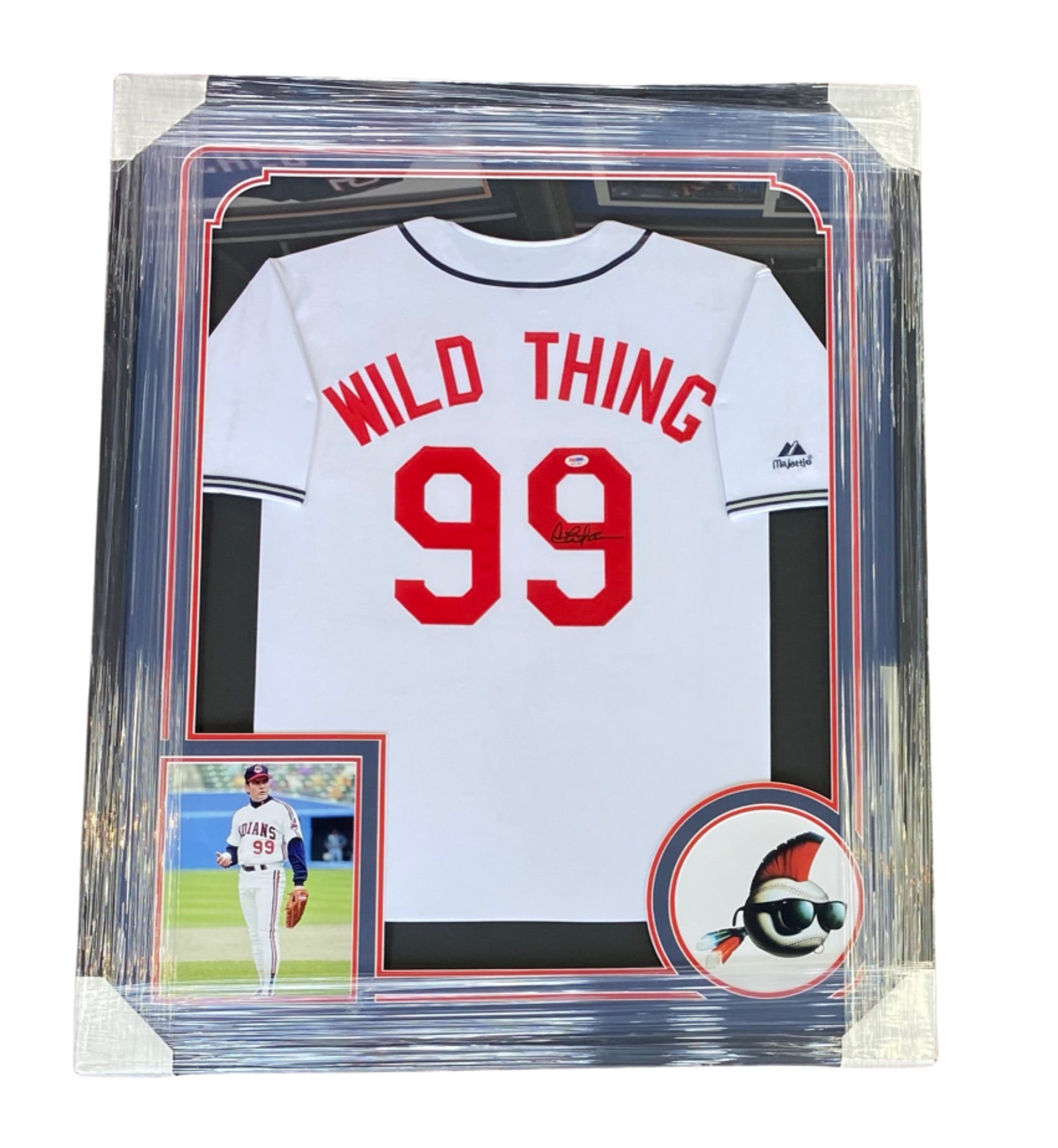 Press Pass Collectibles Charlie Sheen Major League Signed White Majestic CoolBase Jersey BAS Witnessed