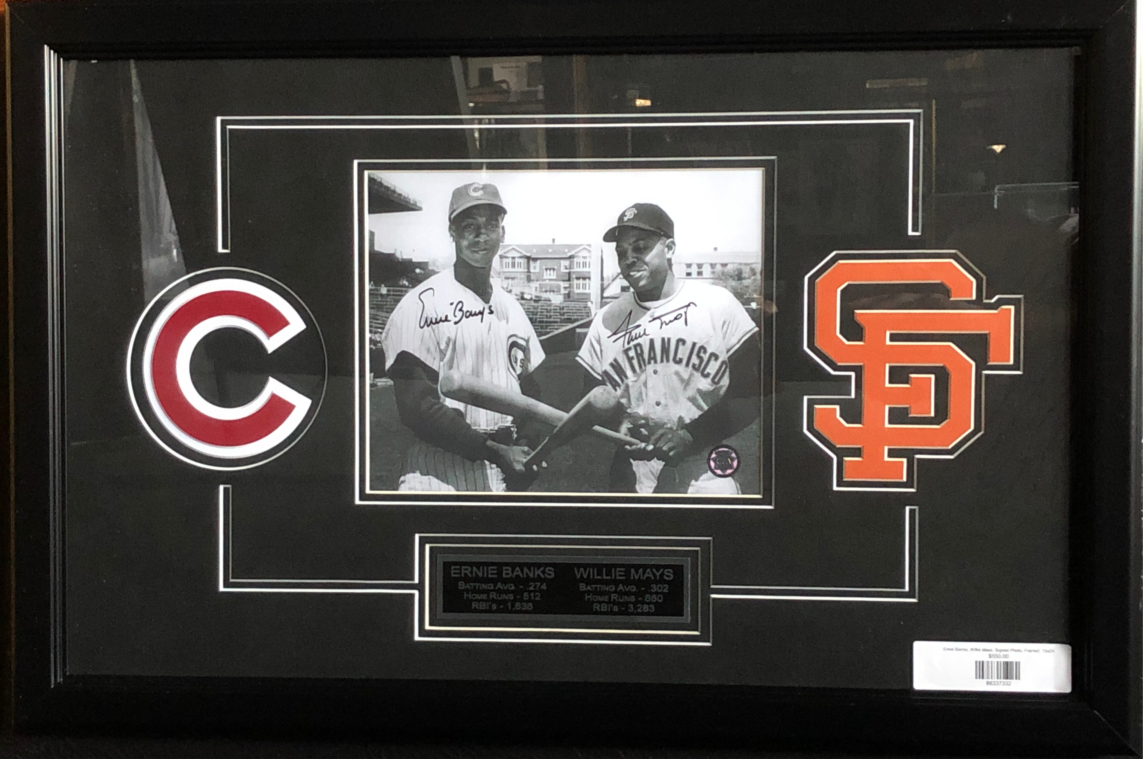 Ernie Banks Chicago Cubs & Willie Mays San Francisco Giants Signed