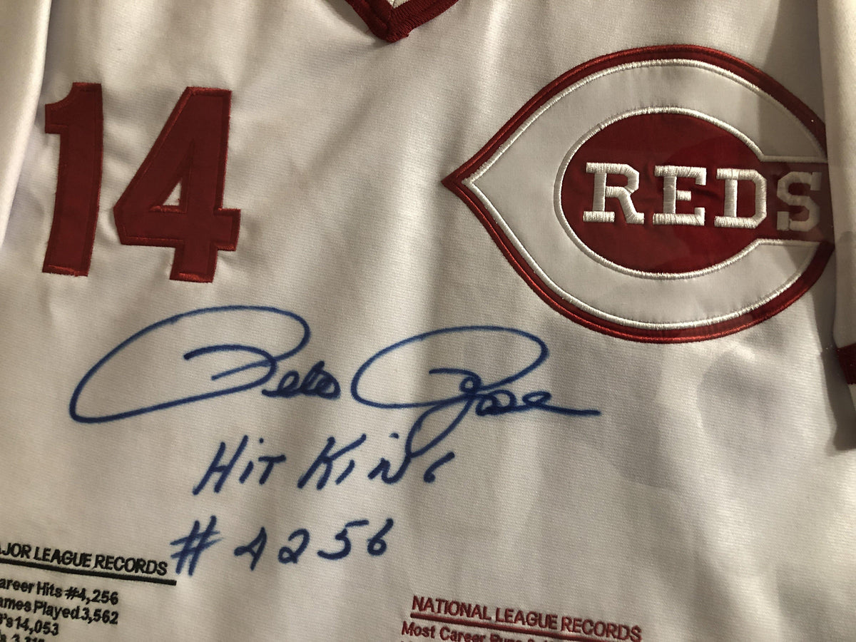 Pete Rose Framed Signed Grey Jersey JSA Autographed Cincinnati Reds