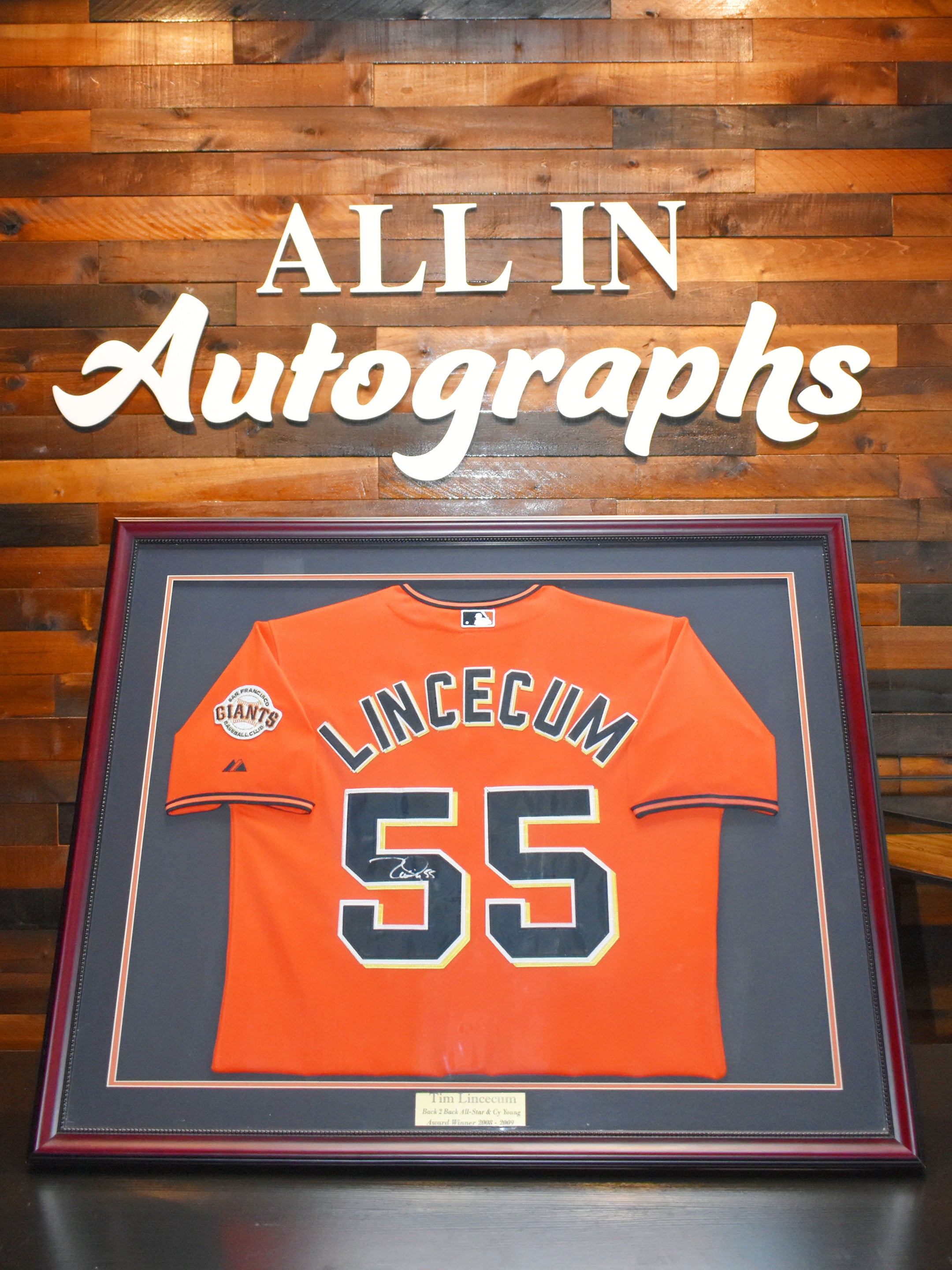 Tim Lincecum Autographed Framed Giants Jersey - The Stadium Studio