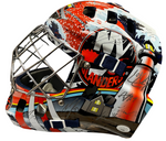 2013-14 New York Islanders Team Signed Goalie Helmet JSA LOA
