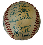 1986 New York Yankees Signed Baseball With Display Case