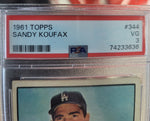 Sandy Koufax 1961 Topps #344, PSA 3