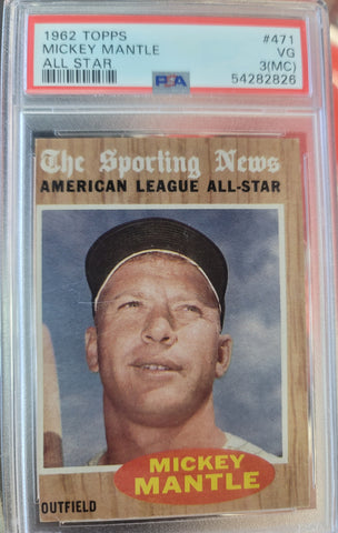 1962 Topps #471 Mickey Mantle All Star PSA 3