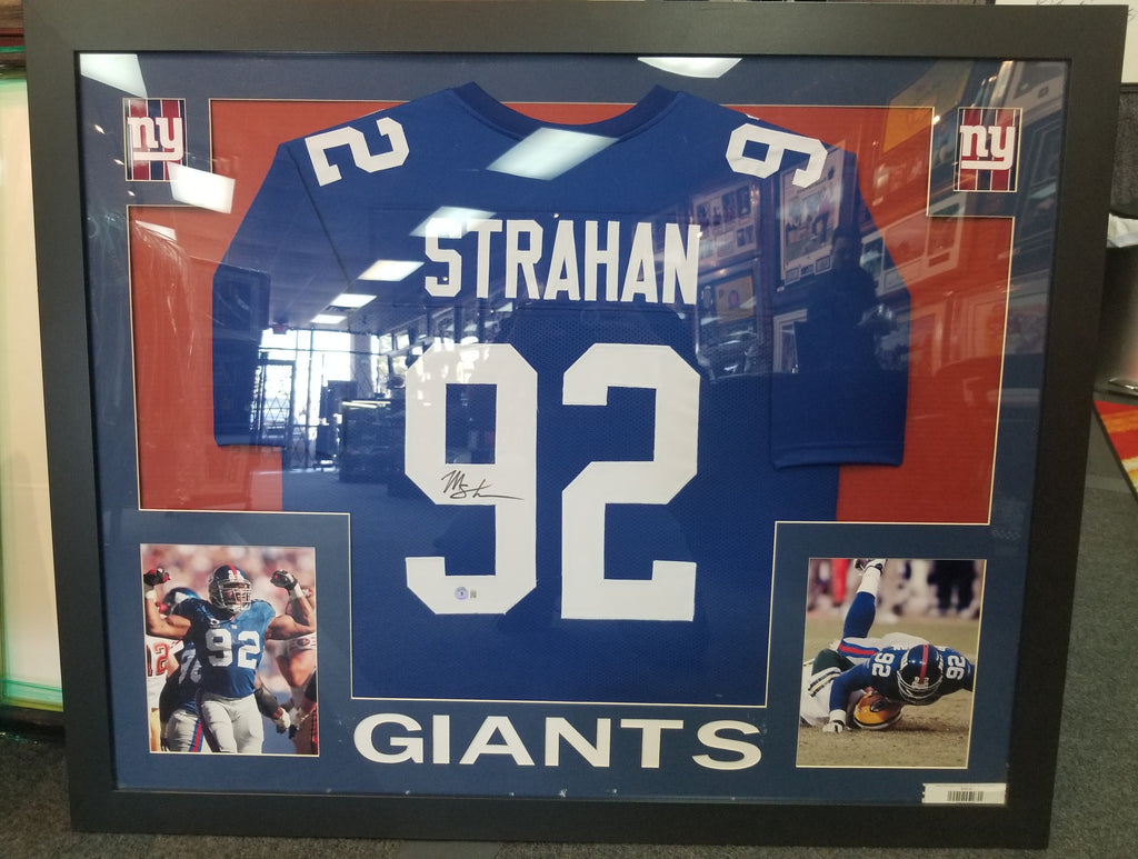 Michael Strahan Signed Framed Jersey With NY Giants Logo and Photos Beckett  Authenticated – All In Autographs