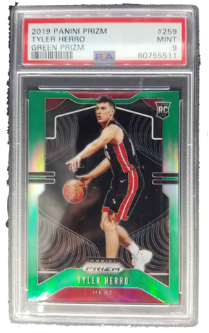 2019 Panini Prizm Tyler Herro Green Prizm #259 PSA 9