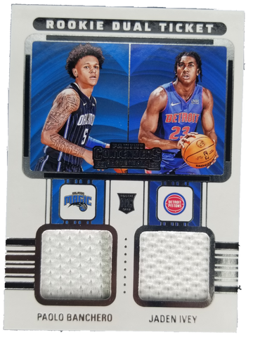 2022-23 Paolo Banchero And Jaden Ivey Rookie Dual Ticket Swatch Card #RT2-PJI