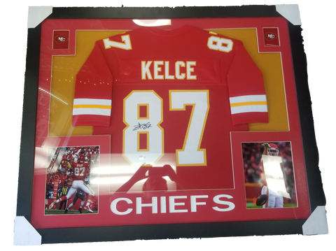 Travis Kelce Signed Framed Chiefs Jersey Beckett COA
