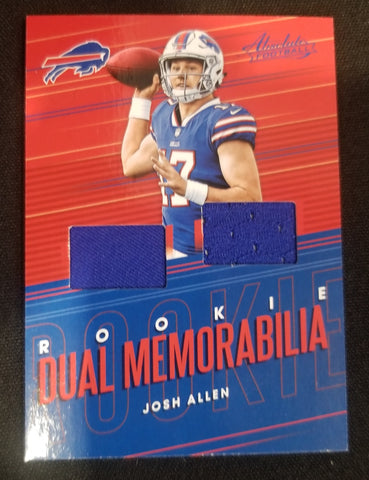 Josh Allen 2018 Panini Absolute Rookie Dual Memorabilia Card