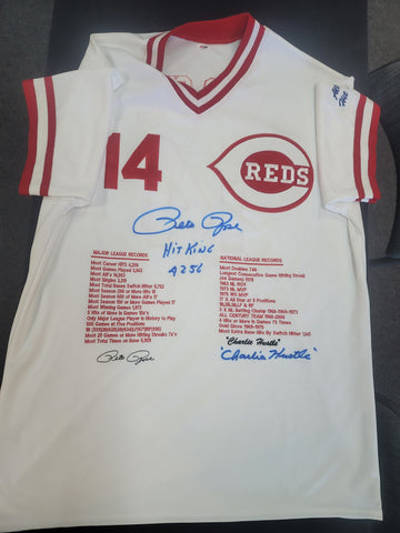 Pete Rose Cincinnati Reds Autographed Jersey With Stats PSA COA