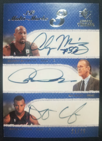 Upper Deck SP Multi Marks 3 Rookie Threads 21/25 - Alonzo Mourning, Pat Riley, Daequan Cook