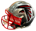 Bijan Robinson & Drake London Signed Full Size Authentic Helmet (Silver) Beckett COA