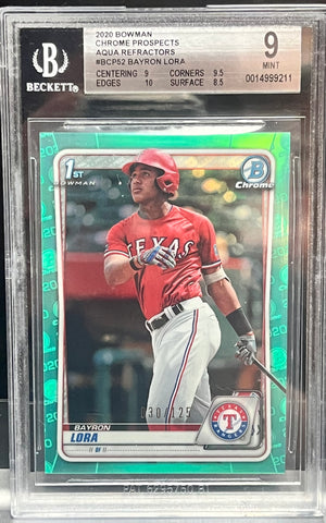 2020 Bowman Chrome Prospects Aqua Refractors #BCP52 Bayron Lora