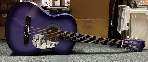 Taylor Swift Signed Cut On Purple Acoustic Guistar JSA COA