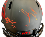 Bijan Robinson & Drake London Signed Full Size Eclipse Authentic Helmet Beckett COA
