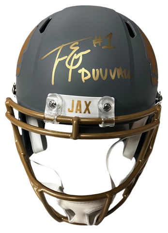 Travis Etienne Jr signed full size Jacksonville Jaguars helmet inscribed “Duvvall” JSA COA