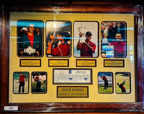 Tiger Woods Tournament Used Scorecard - RARE - HISTORY Framed Photo with Score Cards 36x27 Bay Hills as Player