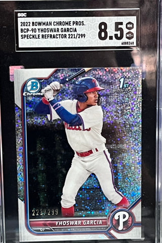 2022 Bowman Chrome Prospects BCP-90 Yhoswar Garcia Speckled Refractor 221/299