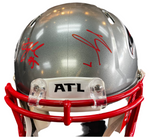 Bijan Robinson & Drake London Signed Full Size Authentic Helmet (Silver) Beckett COA