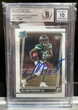 2021 DONRUSS Optic Elijah Moore Rated Rookie Signed Card Beckett COA