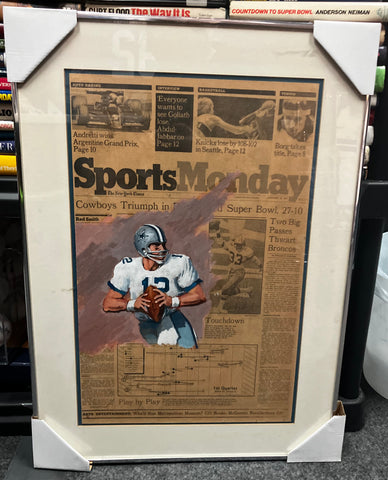 Roger Staubach Framed Sports Monday Photo