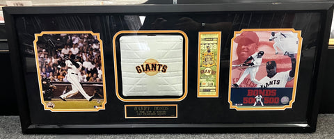 Barry Bonds Signed Framed 500/500 photo with mini Giants Bag /25