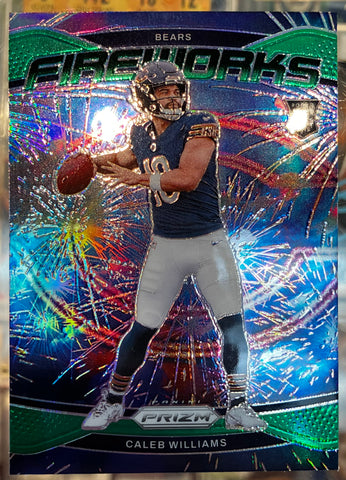 2024 Panini Prizm Caleb Williams Green Fireworks Card #25
