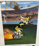Brett Farve, Edgar Bennett, Tom McKimson, and Charles McKimson Signed Framed Looney Tunes Art Print /250