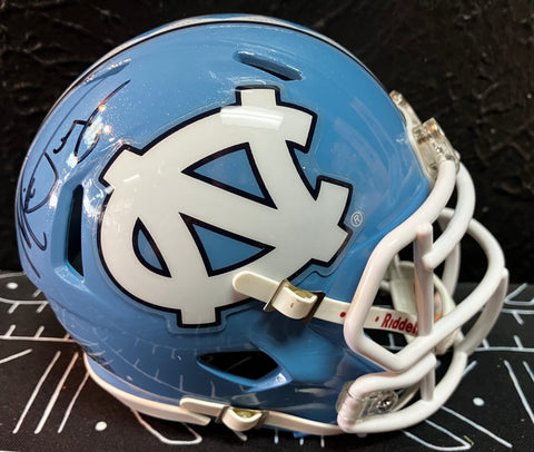 Mike Joy Signed North Carolina Mini Helmet