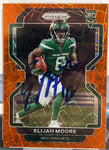 2021 Panini Prizm Elijah Moore Signed Orange Lazer Rookie Card Beckett COA