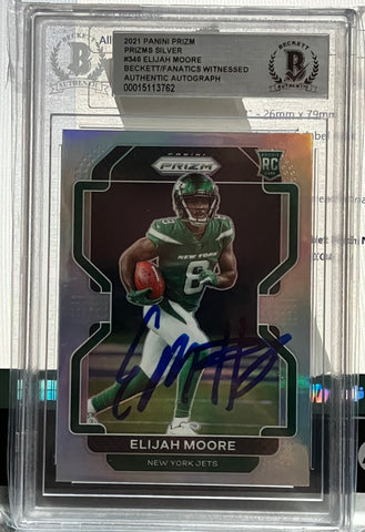 2021 Panini Prizm Elijah Moore Signed Silver Rookie Card Beckett COA