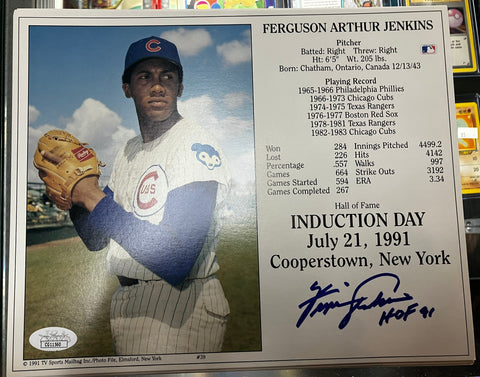 Fergie Jenkins Signed 8X10 Photo Inscribed JSA COA