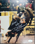 Ty Murray Signed 8x10 Action Photo Inscribed "Never Weaken!" (Silver) JSA COA