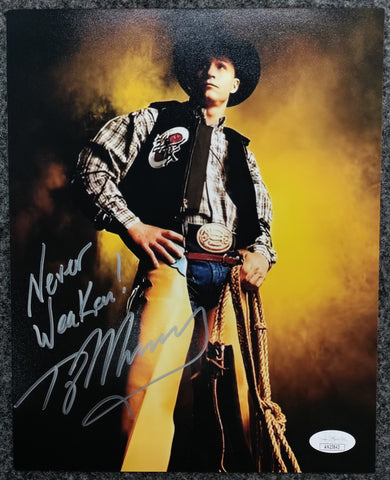 Ty Murray Signed 8x10 Photo Inscribed "Never Weaken!" (Silver) JSA COA