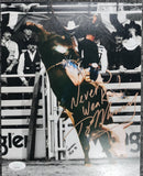 Ty Murray Signed Stylized 8x10 Photo Inscribed "Never Weaken!" (Gold) JSA COA