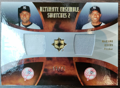 Derek Jeter and Mariano Rivera 2007 Upper Deck Ultimate Ensemble Dual Swatch Card /75