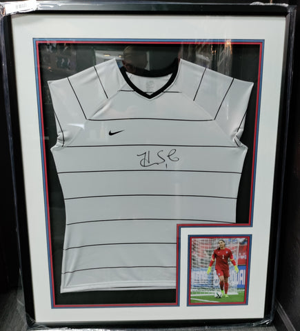 Hope Solo USWNT Autographed Framed Jersey - Grey