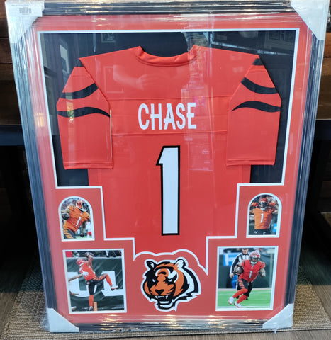 Ja'Marr Chase Framed Bengals Jersey With Photos & Logo