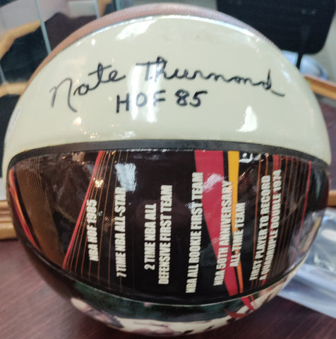 Nate Thurmond Signed Basketball with Photo and Stats