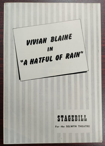 Selwyn Theatre Stagebill 1956 Featuring Vivian Blaine in "A Hatful of Rain"