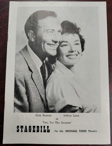Michael Todd Theatre Stagebill 1958 Featuring Ruth Roman in "Two For The Seesaw"