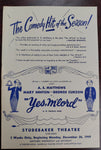 Vintage Studebaker Theatre Flyer Featuring A.E. Matthews in "Yes, M'lord"
