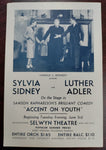 Vintage Selwyn Theatre Flyer Featuring Sylvia Sidney in "Accent on Youth"